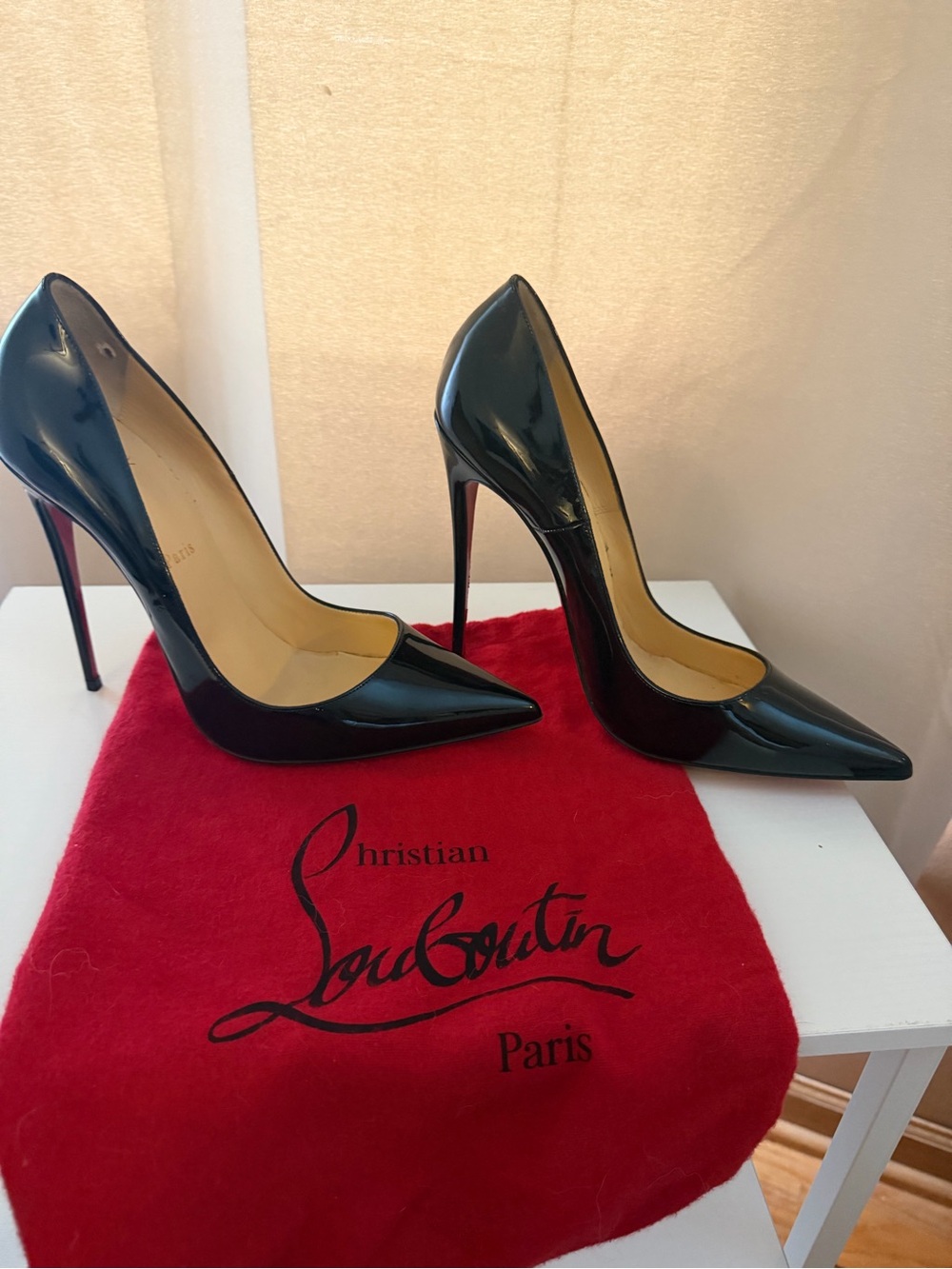 Christian Louboutin Black Patent Classic Pointed-Toe Stilettos